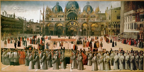 Procissão na Praça de São Marcos, Veneza (óleo sobre tela)