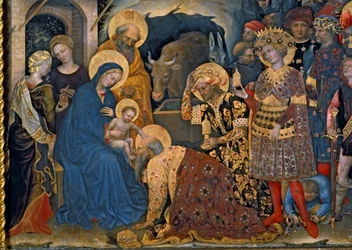 A Adoração dos Magos, pormenor da Virgem com o Menino e os três reis, 1423