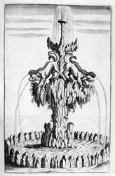Fonte com desenho de cachorro, 1664