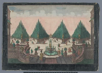 Vista de um jardim de ciprestes em Constantinopla. Vista do jardim de ciprestes