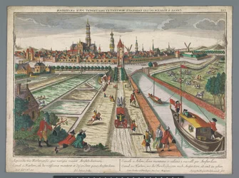 Vista do Canal de Amsterdão em Haarlem
Canal zu Harlem, wo die Threckschuijten nach Amsterdam ab und zu gehen (título sobre o objecto)
Haarlem (título da série)