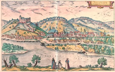 Bratislava, Eslováquia - em "Civitates Orbis Terrarum" de Georg Braun, Colónia 1617