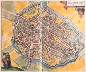 Dovai, França, em "Civitates Orbis Terrarum" de Georg Braun, Colónia 1617