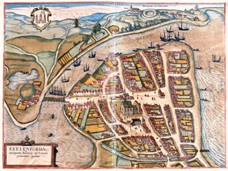 Eckernforde, Alemanha - em "Civitates Orbis Terrarum" de Georg Braun, Colónia 1617