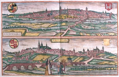 Eschwege e Fritzlar, Alemanha - em "Civitates Orbis Terrarum" de Georg Braun, Colónia 1617