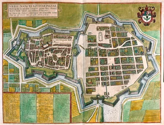 Nancy, França - em "Civitates Orbis Terrarum" de Georg Braun, Colónia 1617