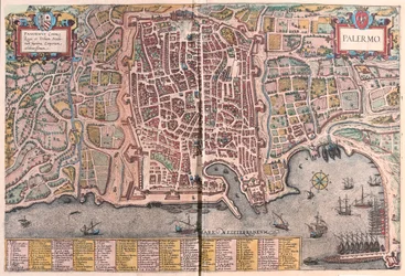 Palermo, Itália - em "Civitates Orbis Terrarum" de Georg Braun, Colónia 1617