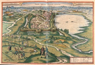 Papa, Hungria - em "Civitates Orbis Terrarum" de Georg Braun, Colónia 1617