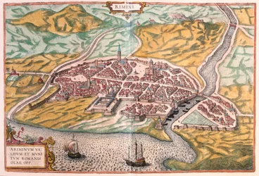 Rimini, Itália - em "Civitates Orbis Terrarum" de Georg Braun, Colónia 1617