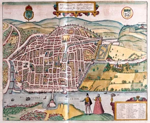 Rouen - França, em "Civitates Orbis Terrarum" de Georg Braun, Colónia 1617