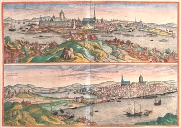 Estocolmo, Suécia - em "Civitates Orbis Terrarum" de Georg Braun, Colónia 1617