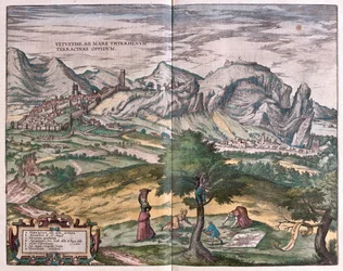 Terracina, Itália - em "Civitates Orbis Terrarum" de Georg Braun, Colónia 1617