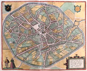 Tienen, Bélgica, em "Civitates Orbis Terrarum" de Georg Braun, Colónia 1617