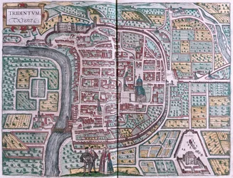 Trento, Itália - em "Civitates Orbis Terrarum" de Georg Braun, Colónia 1617