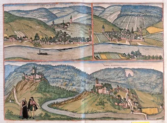 Zell, Berncastel, Manderscheid, Zell an der Mosel, Alemanha - em "Civitates Orbis Terrarum" de Georg Braun, Colónia 1617
