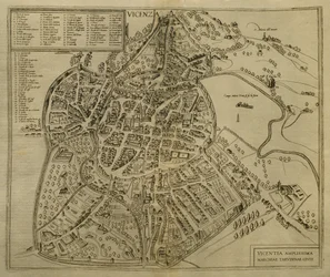 Mapa de ilustração Vicenza de &39;Mundo&39;, c.1580