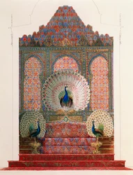 Projeto para o Trono do Pavão do claustro mouro no castelo real de Luís II em Linderhof