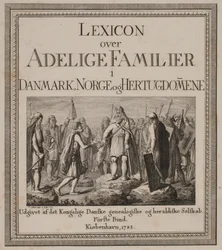 Página de título para "Léxico de Famílias Nobres na Dinamarca, Noruega e os Ducados"