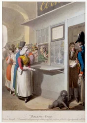 O escritor público do Palácio Real Litográfico de George Emanuel Opitz (1775-1841) Paris do século XIX, Musee Carnavalet