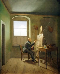 Alemão: Caspar David Friedrich no seu estúdio Caspar David Friedrich no seu estúdio (1811)