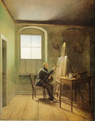 Alemão: Caspar David Friedrich no seu estúdio Caspar David Friedrich no seu estúdio (1811)