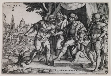 Cloelia e o rei etrusco Porsenna, c.1536-37 (gravura)