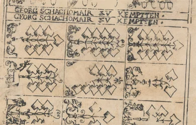 Folha de cartas de baralho, 1575-1600.