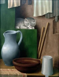 Natureza morta com gato (canto do forno)