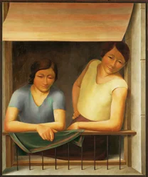 Duas raparigas à janela (óleo sobre tela)