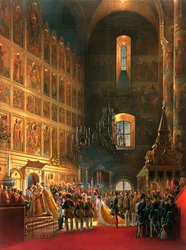 A unção do czar Alexandre II da Rússia, Moscou, 1856.