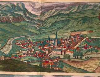 Cidade de Bressanone, de Civitates Orbis Terrarum, de Georg Braun