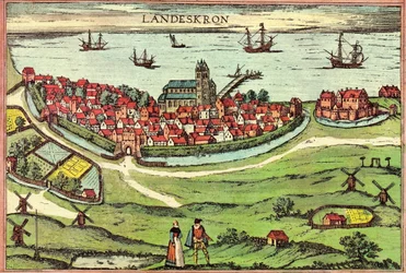 Cidade de Landskrona, um porto anti-hanseático, Dinamarca