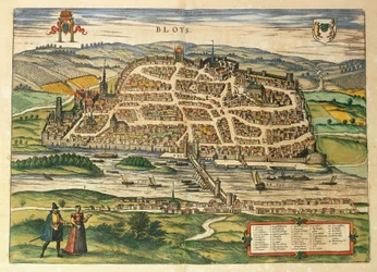 Mapa de Blois de Civitates Orbis Terrarum por Georg Braun