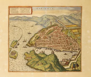 Mapa de Marselha do Civitates Orbis Terrarum, de Georg Braun