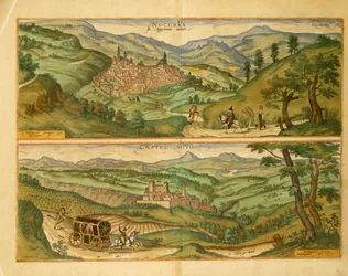 Mapa de Nocera e Castelnuovo de Civitates Orbis Terrarum de Georg Braun