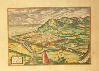 Mapa de Pesaro de Civitates Orbis Terrarum por Georg Braun