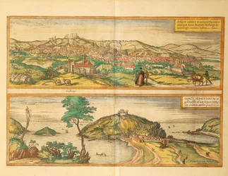 Mapa de San Sebastian e Burgos de Civitates Orbis Terrarum, de Georg Braun