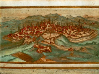 Mapa de Siena, de Civitates Orbis Terrarum, de Georg Braun