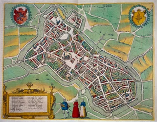 Mapa da cidade de Lille de "Civitates Orbis Terrarum" de Georg Braun (1541-1622) e Frans Hogenberg (1535-1590) Por volta de 1572-1617. paris, B.N.