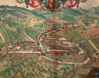 Serravalle Scrivia de Civitates Orbis Terrarum de Georg Braun