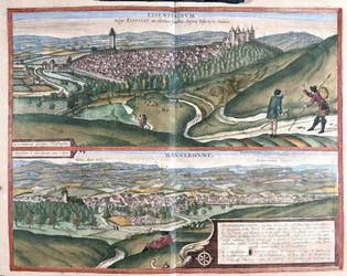 Eisenstadt e Mannersdorf am Leithagebirge, Áustria (gravura