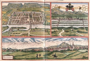 Heilbronn (Alemanha), Mulhouse (França) e Reutlingen (Alemanha) (gravura