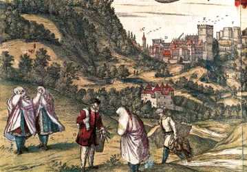Maurício do Alhambra, gravura de George Braun em "Civitatis Orbis Terrarum" de Franz HOGENBERG (1535-1590), editado por Gottfried Kempesen em Colónia em seis volumes
