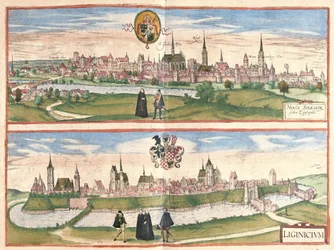 Nysa e Legnica (Lignica), Polónia (gravura