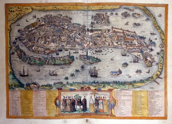 Vista de Veneza a partir do Atlas "Civitates Orbis Terrarum" de Braun e Hogenberg