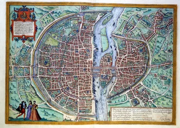 Vista da cidade de Paris no final do século XVI. Atlas de Braun & Hogenberg, Amsterdão