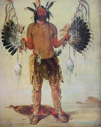Médico da tribo Mandan, de um quadro de 1832 (cor litho)