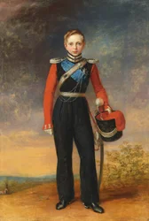 Retrato do czarevitch Alexandre Nikolaievitch no uniforme do esquadrão cossaco do Mar Negro da Guarda Leib