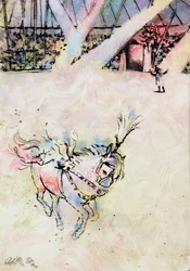 Cavalo de circo, (tinta e guache na placa gesso).