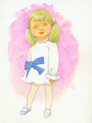 Menina com Bow, de 1970 (guache em compensado gessoed)
